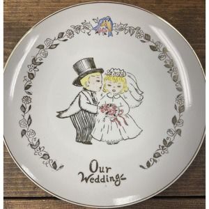 VTG Rare Our Wedding Decorative Plate 5C31 Made In Japan Wedding Gift